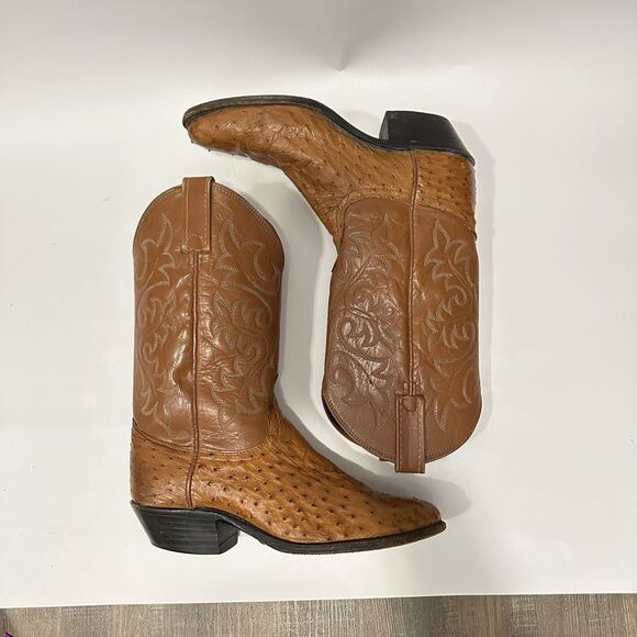 Dan Post Ostrich Leather Cowboy Boots Womens Size 7 Pin Quill DP2987 Western - Picture 13 of 14